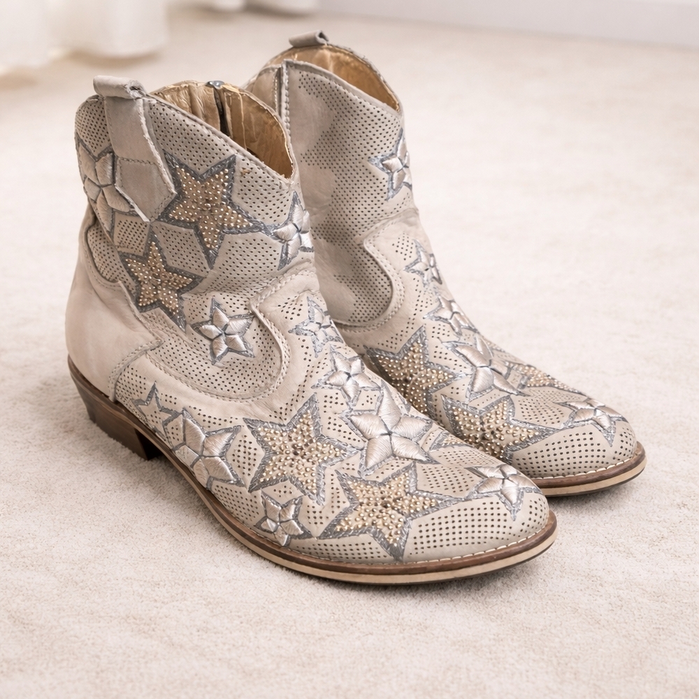 Starry Silver and Gold Ankle Boots